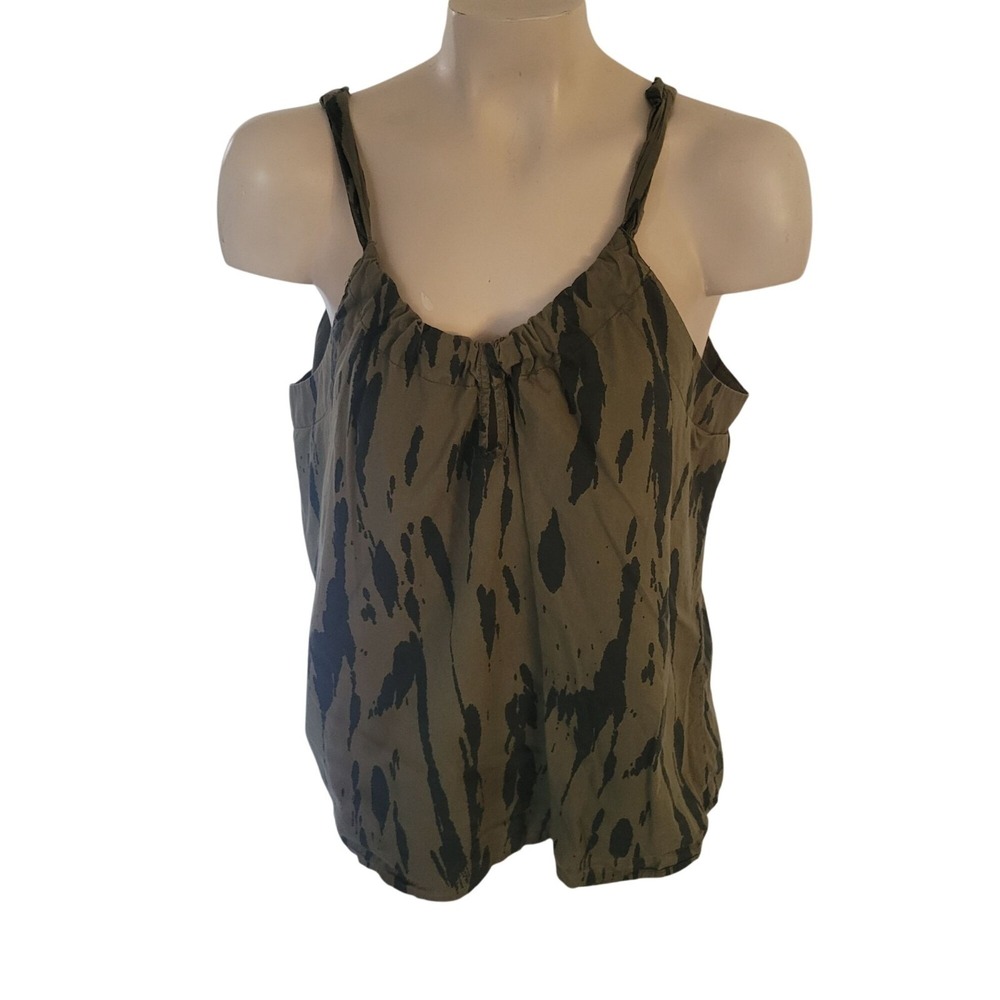 Old Navy Womens Green & Black Sleeveless Camouflage‎ Tank Top XL Beach Coastal
